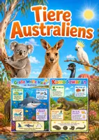 Vorschau - Poster - Lernkarte – Tiere Australiens – Sachunterricht – Tiere 2. Klasse - Deckblatt