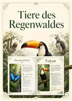 Vorschau - Poster - Lernkarte – Tiere des Regenwaldes – Biologie – Ökosysteme 7. Klasse - Deckblatt