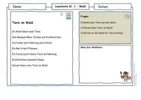 Vorschau - Arbeitsblätter - Wald Grundschule Klasse 1–4 | Lesetexte & Sachtexte | differenziert mit Lösungen | Bundle - Seite 1