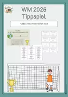 Vorschau - Spiele - WM 2026 Tippspiel Grundschule | Fußball Weltmeisterschaft | Klasse 3-4 | Klassenprojekt - Deckblatt