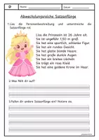 Vorschau - Arbeitsblätter - Personenbeschreibung + abwechslungsreiche Satzanfänge Prinz & Prinzessin - Deckblatt