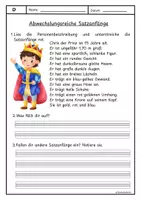 Vorschau - Arbeitsblätter - Personenbeschreibung + abwechslungsreiche Satzanfänge Prinz & Prinzessin - Seite 2