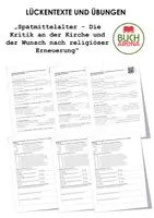 Vorschau - Arbeitsblätter - Spätmittelalter - Die Kritik an der Kirche und der Wunsch nach religiöser Erneuerung (Lückentext und Übungen) - Deckblatt