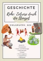 Vorschau - Unterrichtsreihen - Reihenplanung 'Steinzeit '; Fiktive Personen führen durch die Altsteinzeit bis Metallzeit, mit Aro & Nima - Deckblatt