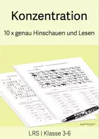 Vorschau - Arbeitsblätter - 10 x Konzentrationsübungen - LRS/ADHS - Klasse 3-6 - Deckblatt