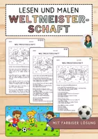 Vorschau - Arbeitsblätter - (2) Lesen und Malen Weltmeisterschaft - Differenzierung und Lösung - Deckblatt