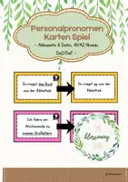 Vorschau - Spiele - Personalpronomen Karten Spiel - Akkusativ und Dativ /DaZ& DaF/A1-A2 - Deckblatt