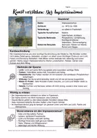 Vorschau - Arbeitsblätter - Kunst verstehen: Der Impressionismus | 2-seitiges Infoblatt zur Kunstepoche - Seite 1