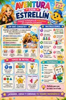 Vista previa - Juegos / Gamificación - Aventura con Estrellín. Juego manipulativo imprimible. Verano. 2º y 3º primaria. Repaso. - página 1