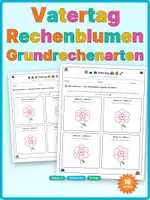 Vorschau - Arbeitsblätter - Rechenblumen Vatertag Grundrechenarten Plus Minus Klasse 1-2 - Deckblatt