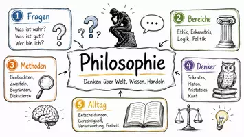 Vorschau - Arbeitsblätter - AB mit Fragen zum Thema "Philosophie" + Lösungsblatt + Infografik - Seite 1