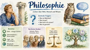 Vorschau - Arbeitsblätter - Arbeitsblatt "Philosophie" + Onlineübung & MP3 + Infografik - Seite 1