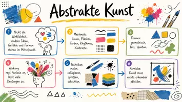 Vorschau - Arbeitsblätter - AB mit Fragen zum Thema "Abstrakte Kunst" + Lösungsblatt + Mindmap + Infografik - Seite 1
