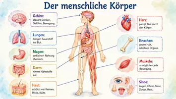 Vorschau - Arbeitsblätter - Lernposter + Arbeitsblätter zum Thema "Der menschliche Körper" + Lösung & MP3 + Mindmap + Infografiken - Seite 2