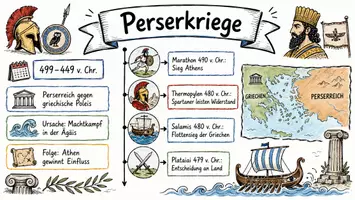 Vorschau - Arbeitsblätter - AB mit Fragen zum Thema "Perserkriege" + Lösungsblatt + Mindmap + Infografik - Seite 1