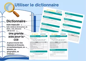 Aperçu - Feuilles d'exercices - Affiche Éducative Guide de Dictionnaire Format Paysage Simple avec Lignes Bleu Clair et Bleu Foncé - Page de couverture