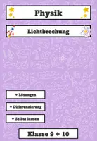 Vorschau - Arbeitsblätter - Lichtbrechung & Brechungsgesetz – PhET-Arbeitsblatt Optik mit Lösungen | Klasse 9+10 differenziert - Deckblatt