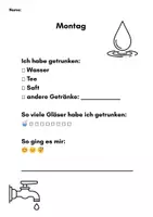 Vorschau - Stundenentwürfe - Mein Trinktagebuch – Wasser & gesunde Getränke | Arbeitsblätter Grundschule Klasse 1–4 - Seite 1