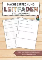 Vorschau - Lehrpläne/Lehrermaterial - Nachbesprechung Leitfaden - Strukturierte Stellungnahme für Unterrichtsbesuche und Lehrproben - Deckblatt