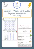 Vorschau - Arbeitsblätter - Ableiten - ä und äu - Klasse 3-5 - Regelkarte + Arbeitsblätter - Deckblatt