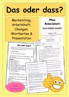 Vorschau - Stundenentwürfe - Das oder dass? Merkeintrag, Arbeitsheft, Übungen, Wortkarten - Deckblatt