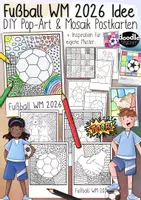 Vorschau - Mal- und Bastelvorlagen - Fußball WM 2026 - DIY Pop-Art & Mosaik Postkarten / Fußball-Weltmeisterschaft - Deckblatt