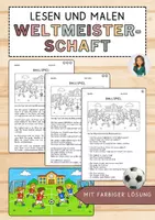 Vorschau - Arbeitsblätter - (4) Lesen und Malen Weltmeisterschaft - Differenzierung und Lösung - Deckblatt