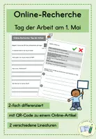 Vorschau - Arbeitsblätter - Tag der Arbeit - Online Recherche - Deckblatt
