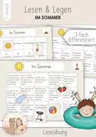 Vorschau - Arbeitsblätter - Sommer Lesen Klasse 1 & Klasse 2 - Lesen & Legen Lesespiel | Leseförderung, DaZ, Wortschatz Sommer - Deckblatt