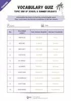 Vorschau - Arbeitsblätter - End of year - Vocabulary Quiz (summer holiday words) - Seite 2