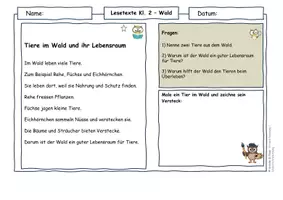 Vorschau - Arbeitsblätter - Wald Klasse 2 | Lesetexte & Sachtexte | Zusammenhänge verstehen | differenziert mit Lösungen - Seite 1