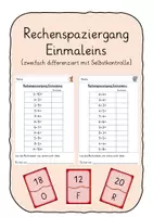 Vorschau - Arbeitsblätter - Kl.2: Differenzierter Rechenspaziergang Einmaleins mit Selbstkontrolle - Deckblatt