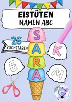 Vorschau - Mal- und Bastelvorlagen - Eistüte Namen ABC Klassendeko Sommer Fensterbilder - Deckblatt