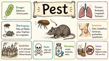 Vorschau - Arbeitsblätter - Lernposter + AB mit Fragen zum Thema "Pest" + Lösungsblatt + Mindmap + Infografik - Seite 2