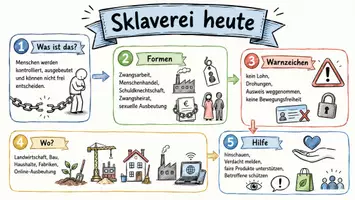 Vorschau - Arbeitsblätter - Lernposter + Arbeitsblätter zum Thema "Sklaverei heute" + Lösung & MP3 + Mindmap + Infografik - Seite 2
