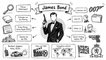 Vorschau - Arbeitsblätter - AB mit Fragen zum Thema "James Bond" + Lösungsblatt + Infografik - Seite 1