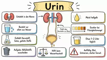 Vorschau - Arbeitsblätter - AB mit Fragen zum Thema "Urin" + Lösungsblatt + Mindmap + Infografik - Seite 1