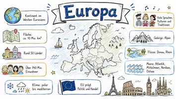 Vorschau - Arbeitsblätter - AB mit Fragen zum Thema "Europa" + Lösungsblatt + Infografik - Seite 1