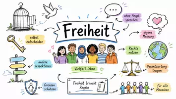 Vorschau - Arbeitsblätter - Lernposter + AB mit Fragen zum Thema "Freiheit" + Lösungsblatt + Mindmap + Infografik - Seite 2