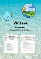 Vorschau - Stundenentwürfe - Wasser – Lesetexte & Arbeitsblätter (Klasse 2–4) | Differenziert mit ⭐ & 2 Lineatur - Deckblatt