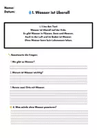 Vorschau - Stundenentwürfe - Wasser – Lesetexte & Arbeitsblätter (Klasse 2–4) | Differenziert mit ⭐ & 2 Lineatur - Seite 1