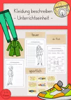 Vorschau - Stationenlernen - Kleidung beschreiben Unterrichtseinheit - Deckblatt