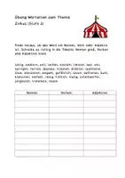 Vorschau - Arbeitsblätter - Wortarten Zirkus - Nomen, Verben & Adjektive üben - Seite 1