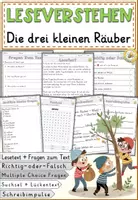Vorschau - Arbeitsblätter - Märchen - Die drei kleinen Räuber, Lesen und Verstehen Arbeitsblätter mit Lesetext, Fragen - Deckblatt