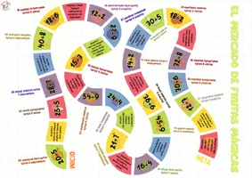 Vista previa - Juegos / Gamificación - Juego para practicar divisiones imprimible | Mercado de Frutas Mágicas | Juego Divisiones para Niños - página 1