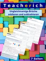 Vorschau - Arbeitsblätter - Ungleichnamige Brüche addieren und subtrahieren - Deckblatt