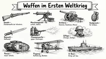 Vorschau - Arbeitsblätter - Lernposter + Arbeitsblätter zum Thema "Mit welchen Waffen wurde im ersten Weltkrieg gekämpft?" + Lösung & MP3 + Mindmap + Infografik - Seite 2