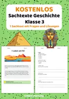 Vorschau - Arbeitsblätter - Kostenlos: Geschichte Sachtext - Arbeitsblätter Klasse 3 - Deckblatt