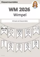 Vorschau - Mal- und Bastelvorlagen - WM Wimpel Klassenraumdekoration Freebie - Seite 1