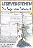 Vorschau - Arbeitsblätter - Sagen - Die Sage vom Rübezahl, Lesen und verstehen Grundschule Klasse 4/6 - Arbeitsblätter - Deckblatt